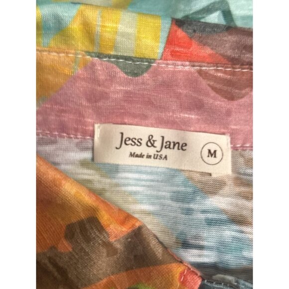 Jess & Jane Abstract Art Print Button-Up Top – Artsy Lightweight Blouse M - Picture 5 of 8